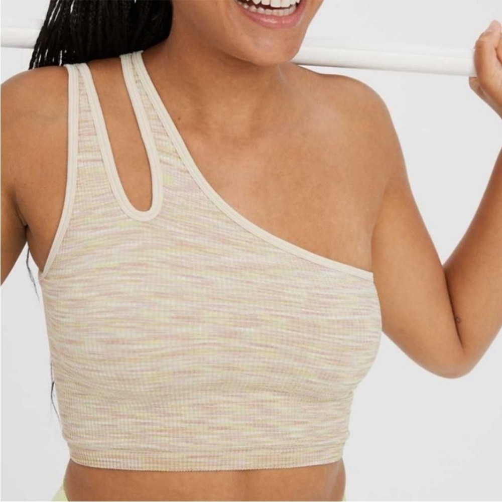 OFFLINE AERIE SEAMLESS‎ ONE SHOULDER LONGLINE SPORTS BRA SIZE XS NWOT Space Dye